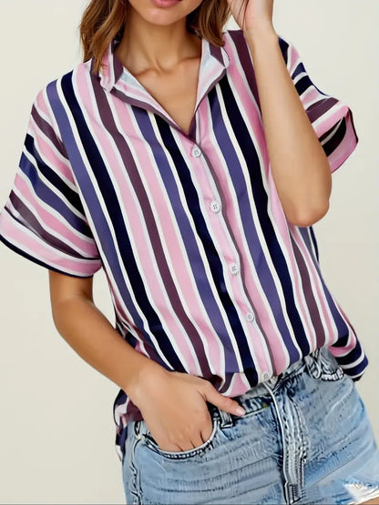 Striped Polyester Cardigan