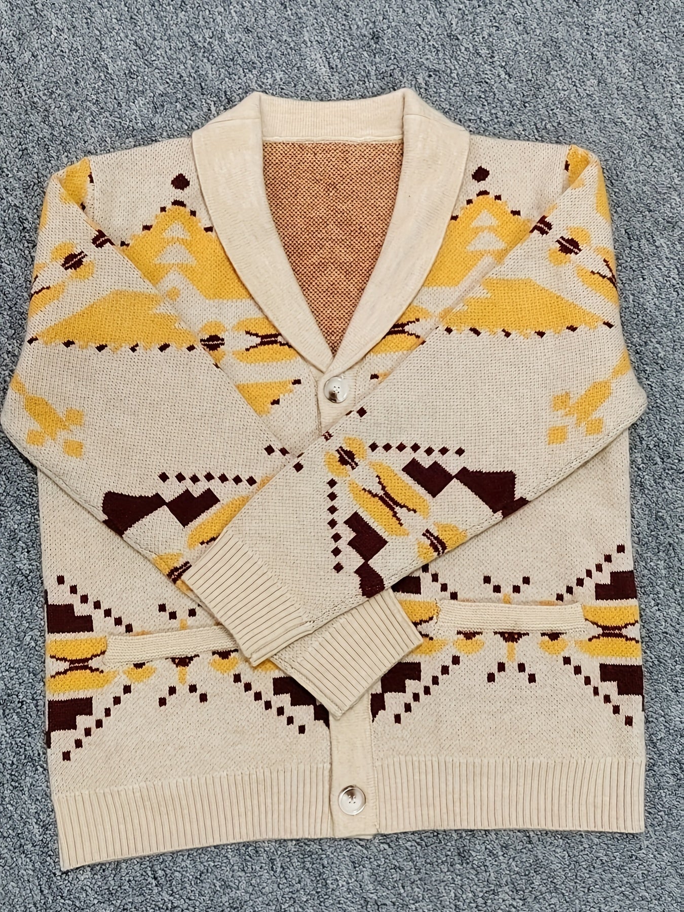 Men's Casual Color-Block Geometric Knit Sweater - Loose Fit Ribbed Detail Pullover, Machine Washable Autumn Winter Warm Crewneck Sweater for Casual Attire, Knitted Sweater, Durable Winter Wear