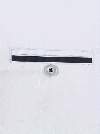 Men's Contrast Collar Design Lapel Collar Design Dress Shirts, Long Sleeve Casual Button Up Shirt For Formal Occasions