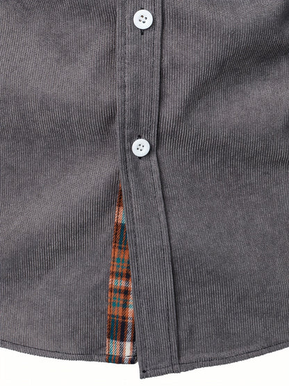 Men's Lapel Shirt, Casual Button Up Long Sleeve Shirt For Summer Fall Business