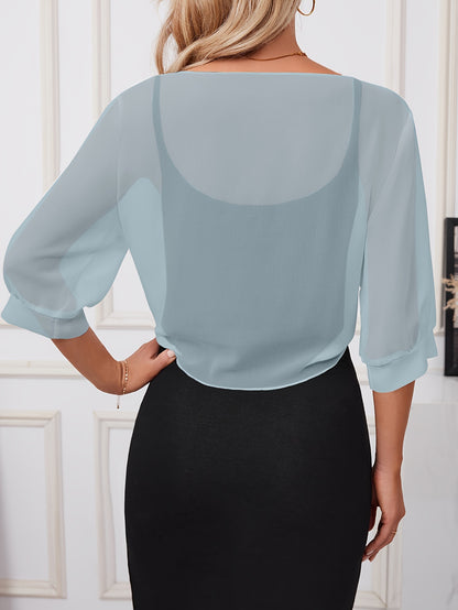 [Lightweight and Breathable] Elegant Shawl Wrap with Tie-Front Detail | Polyester | Lightweight and Breathable | Dress Accessory | Spring/Summer/Fall Events | Chic