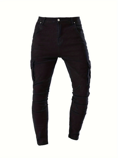Men's Skinny Jeans - Stretch Work Pants with Slim Fit, All-Season Stretch Denim for Casual & Formal Outfits - Non-See-Through Streetwear Trousers, Versatile Clothing, Contemporary Fashion, Durable Fabric, Stylish Bottoms, Urban Style