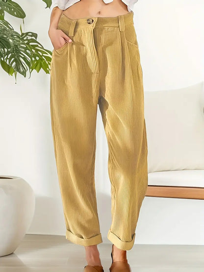 Solid Corduroy Pants Solid Color Corduroy