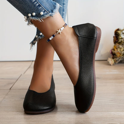 Elegant Black Vegan Leather Heels with Slip-On