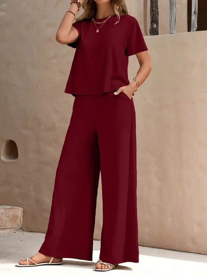 Solid Polyester Sweater 2-Piece Set