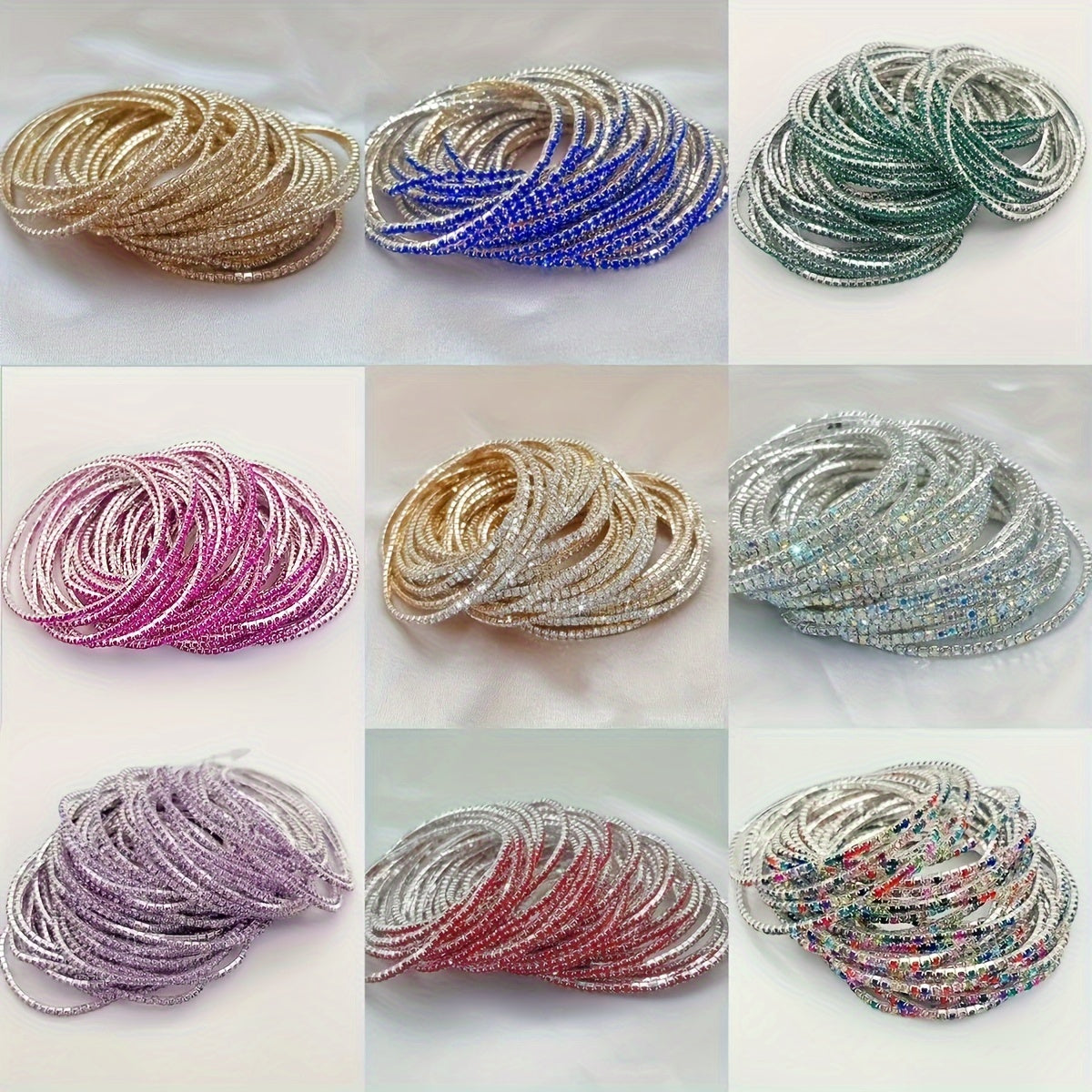 Modern 12-Piece Bracelet Set with Gold-tone