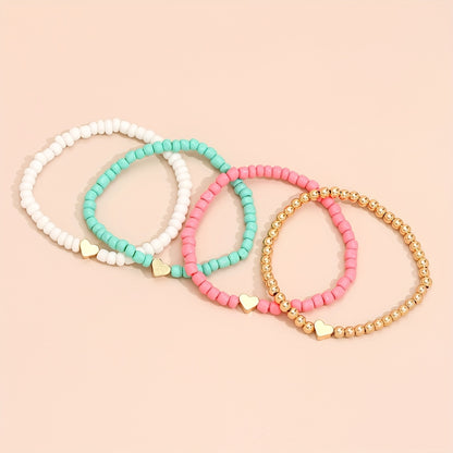 Boho 4-Piece Necklace & Bracelet Set with Polished finish