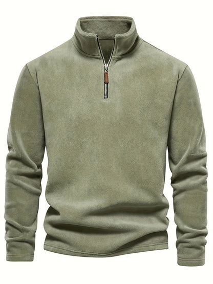 New Autumn And Winter Men'S Lamb Sweatshirt with a Stand-Up Collar, Half-Zip, Long Sleeves, Versatile European Style, Trendy Brand with Fleece Lining.