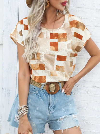 Geometric Polyester Blouse