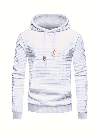 Men's Sporty Hooded Sweatshirt - Navy Blue with Copper Bow Accents, Regular Fit, Machine Washable, High-Quality Fabric for Casual & Athletic Wear, Sweater Hoodie, Everyday Comfort, Textured Knit Fabric