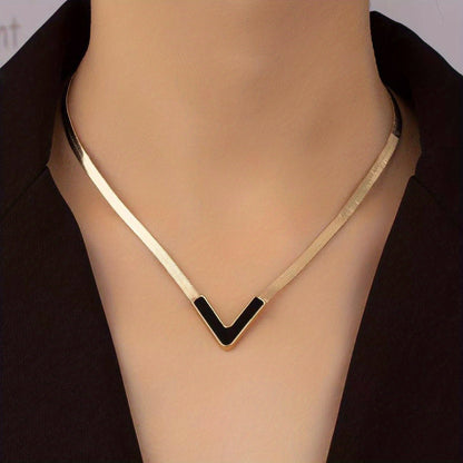 Modern Necklace with Gold-tone