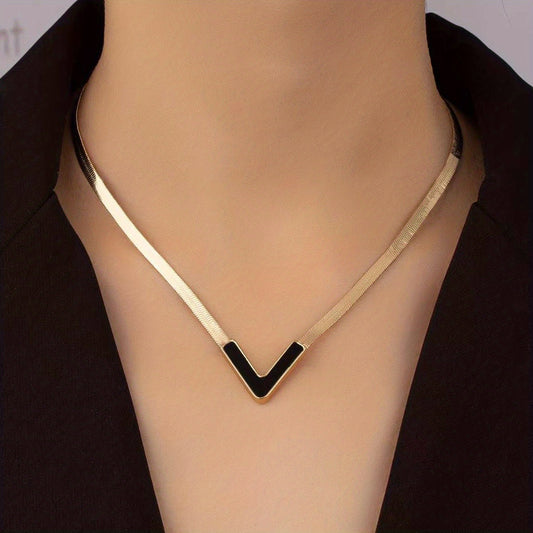 Modern Necklace with Gold-tone