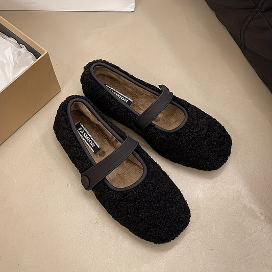 Timeless Red Faux Fur Flats with Slip-On