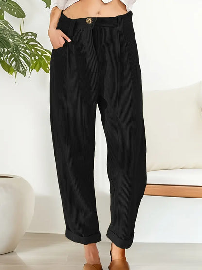 Solid Corduroy Pants Solid Color Corduroy