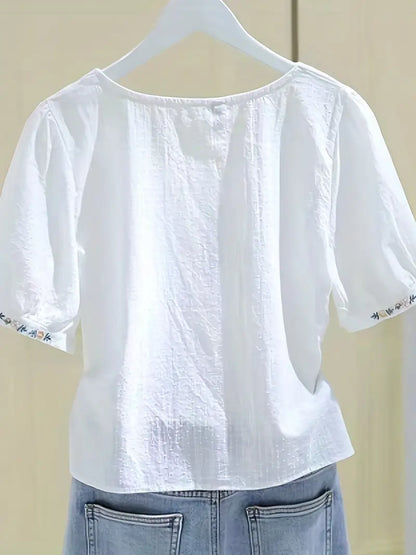 Polyester Blouse Embroidered Shirt For