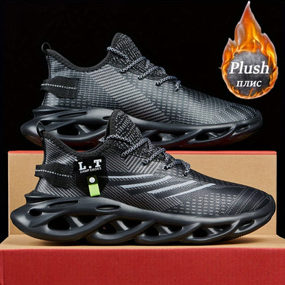 Men'S Fashion Sneakers, Casual Athletic Shoes with Striped Pattern, Round Toe, Lace-Up Closure, Fabric Upper, MD Sole, All-Season Sports Footwear