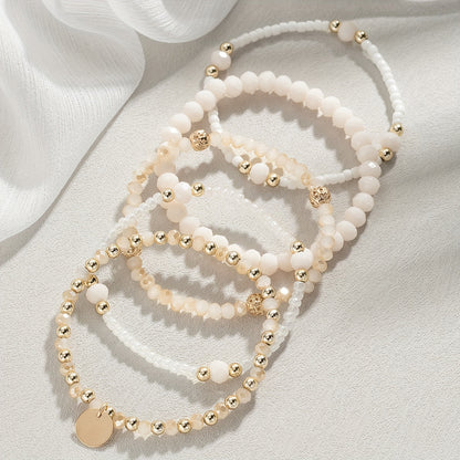 Boho 5-Piece Bracelet Set with Pearl-inspired