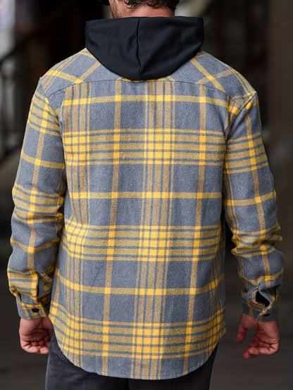 Men's Casual Flannel Shirt Coat - Solid Color Lapel Button-Up with Chest Pocket, Machine Washable Non-Stretch Fabric, Regular Fit Autumn Winter Outerwear, Autumn Apparel, Flannel, Long Sleeve Button Casual Shirt