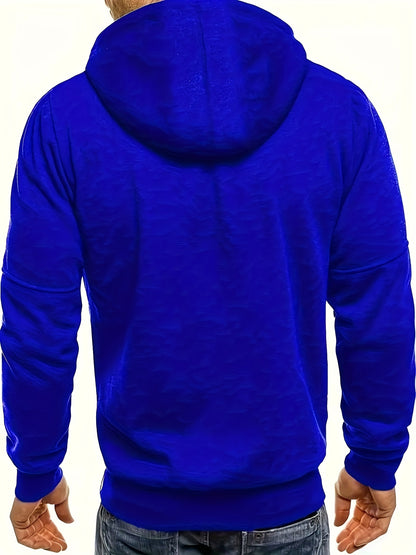 Men'S Heavyweight Hooded Jacket - Full-Zip Front Closure, Hooded Sportswear Coat for Gym, Running, Casual Outfits - Machine Washable Outerwear for Fall/Winter - Available in Black/Gray/Blue/Red/ - Ideal for Everyday & Formal Events,