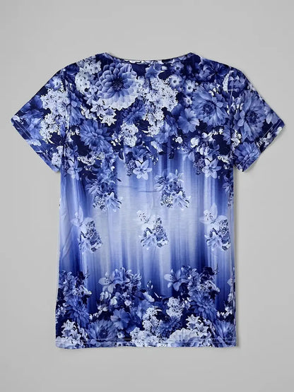 Floral Spandex Sweater Floral Print Button
