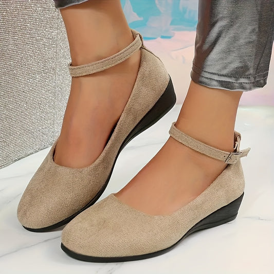 Timeless Tan Faux Suede Wedge Sandals with Wedge