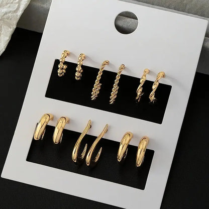 Modern Earrings with Gold-tone