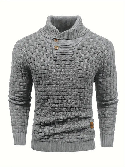 Polyester Knit Button-Up Long Sleeve Sweater