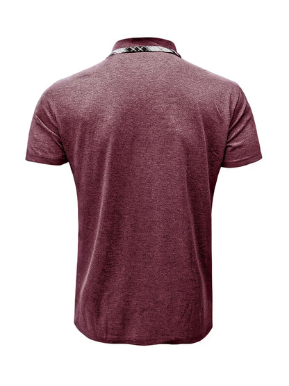 Men'S Plus Size Short Sleeve Polo Shirt with Plaid Collar and Button Details - Casual Summer Style, Regular Fit, Slight Stretch Fabric, Plus Size Shirts, PLUS SIZE