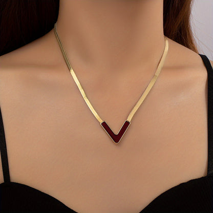 Modern Necklace with Gold-tone