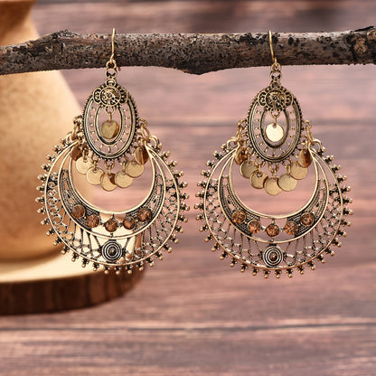 Boho Earrings with Gold-tone