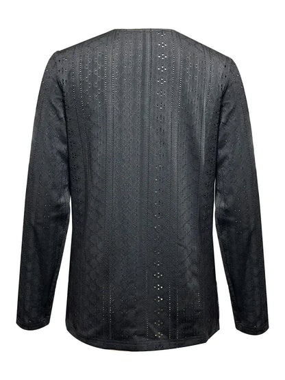 Solid Knit Sweater Eyelet Solid Blouse