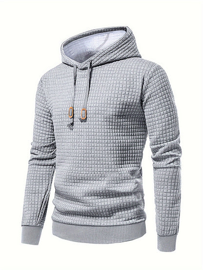 Men's Sporty Hooded Sweatshirt - Navy Blue with Copper Bow Accents, Regular Fit, Machine Washable, High-Quality Fabric for Casual & Athletic Wear, Sweater Hoodie, Everyday Comfort, Textured Knit Fabric