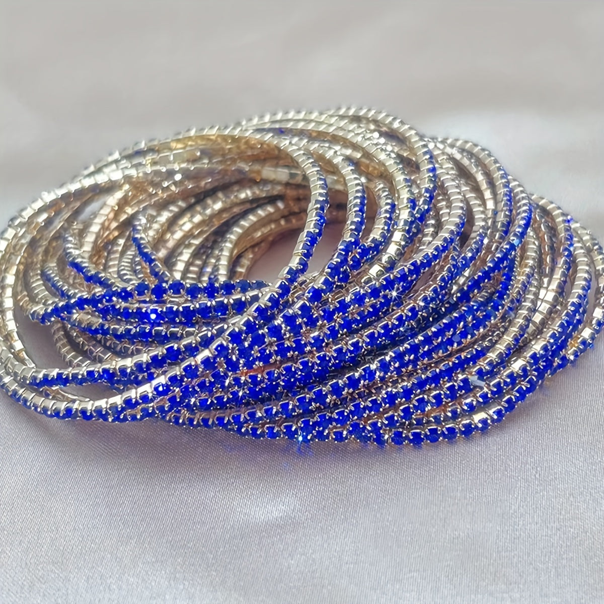 Modern 12-Piece Bracelet Set with Gold-tone