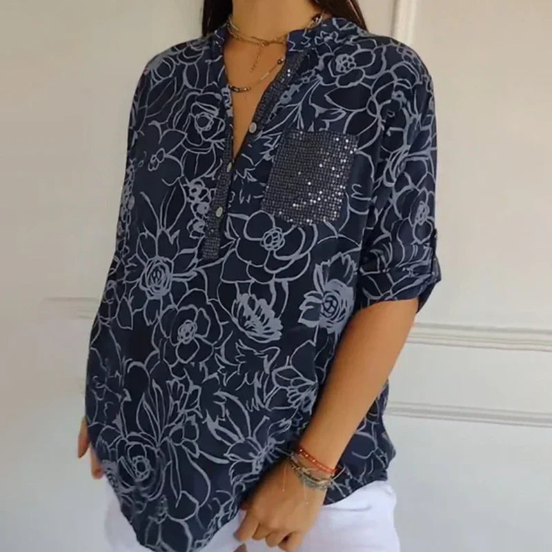 FLORAL V-NECK BLOUSE